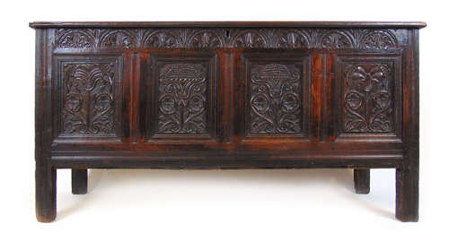 A late 17th/early 18th century oak coffer,