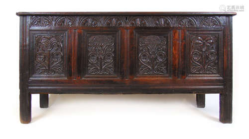 A late 17th/early 18th century oak coffer,