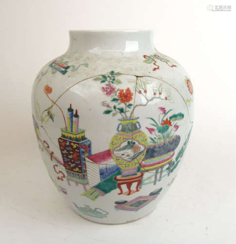 A 19th century Chinese Famille Rose porcelain ginger jar dec...