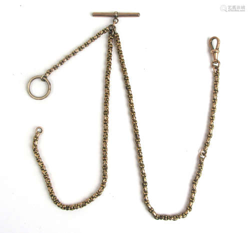 A Victorian yellow metal faceted link double Albert chain ma...