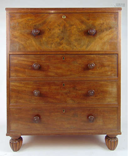 A George III mahogany secretaire chest of drawers,