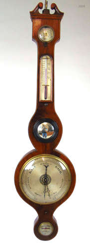 A 19th century mahogany and boxwood strung banjo barometer,