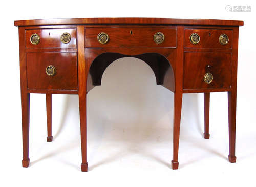 A late 18th century mahogany bow front sideboard,