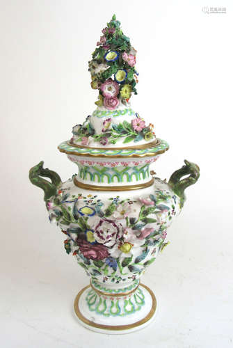 A 19th century Spode Felspar porcelain twin handled urn and ...