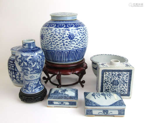 A collection of 19th century and later Chinese blue and whit...