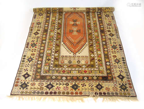 A handwoven Persian rug,