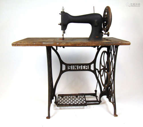 A Singer leather sewing machine, model number '45 K 1' on tr...