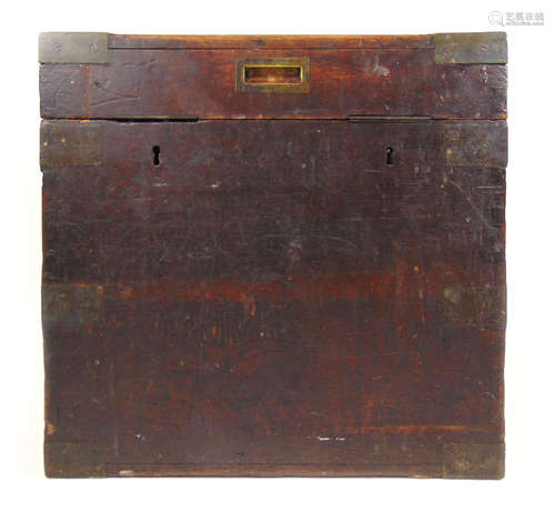 A 19th century oak and brass mounted silver box,