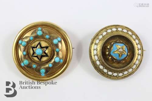 Victorian 14ct and Turquoise Brooches