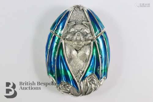 A Silver Plated & Enamel Vesta Case