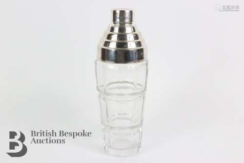 Silver Plated and Cut Glass Cocktail Shaker