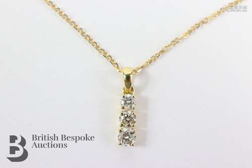 A FIne 18ct Three Stone Diamond Pendant Necklace