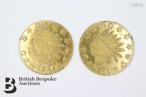 1876 American Gold India Head Gold Quarter Dollar Token