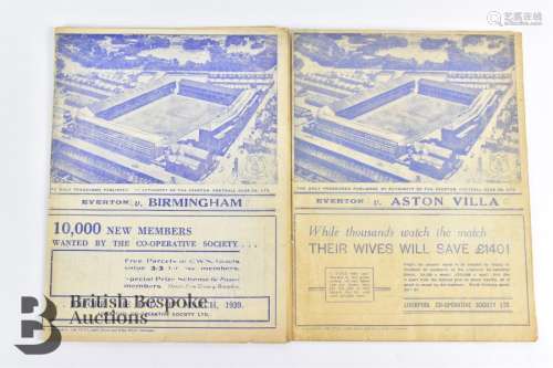 Everton v Birmingham and Everton v Aston Villa 1939 Football...