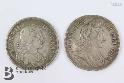 William III and Charles II Silver Crowns