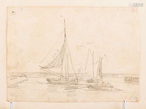 Eugène BOUDIN (1824-1898) Le grand voilier et la barque dans...