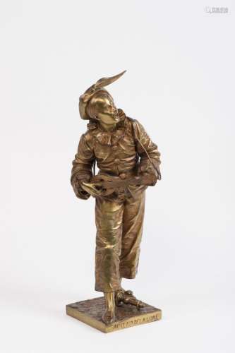 Eutrope BOURET (1833 - 1906). Sujet en bronze à patine dorée...