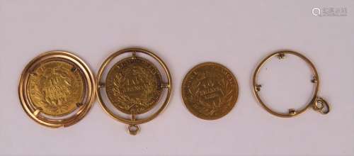 3 pièces de 10 francs or comprenant 2 pièces de 10 francs Na...