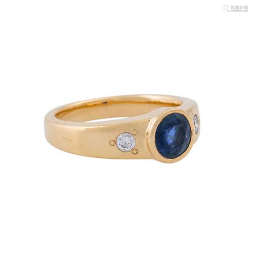 Ring mit Saphir ca. 1,3 ct und Brillanten