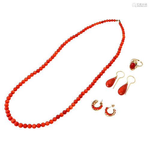 4-teiliges Set Korallenschmuck