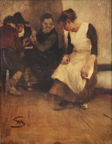 Wilhelm Schreuer (deutsch, 1866 - 1933), Skatspieler, Öl a. ...