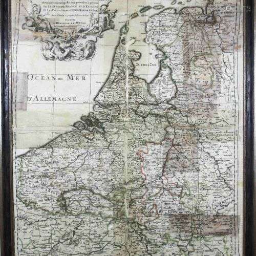 Landkarte von Niederlande auf Seide gedruckt: Les dix-sept P...