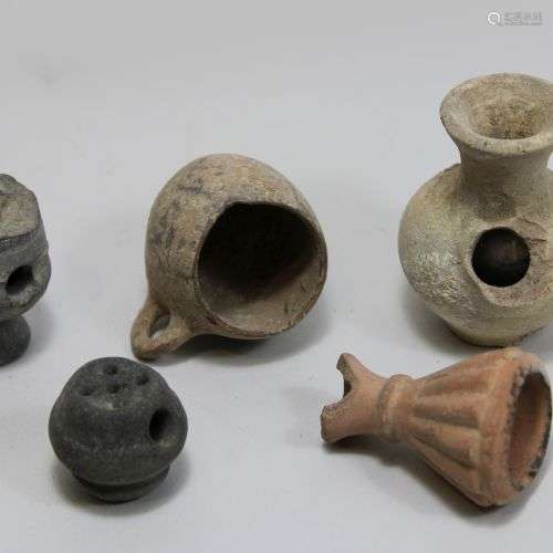 5x Keramikobjekte, römisch-ägyptisch, v. Chr.