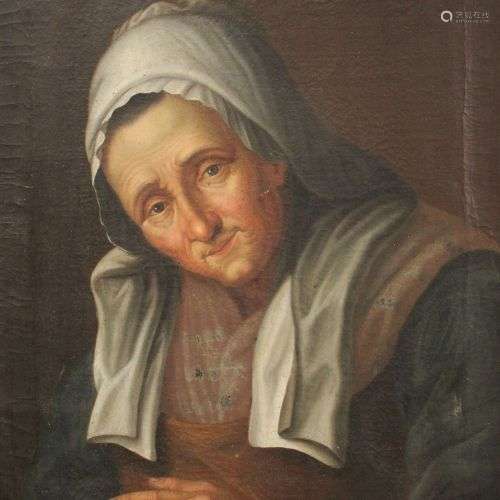 Anonymer Künstler, Ältere Frau mit Haube, Normannin, Öl a. L...
