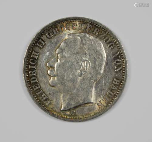 Münze, 3 Mark, Baden Großherzog Friedrich II.