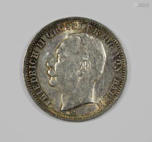 Münze, 3 Mark, Baden Großherzog Friedrich II.