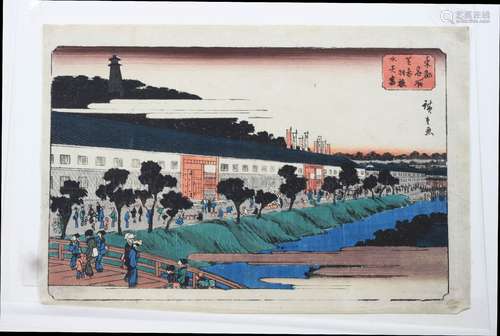 Utagawa Hiroshige (japanisch, 1797 - 1858), 2 Holzschnitte