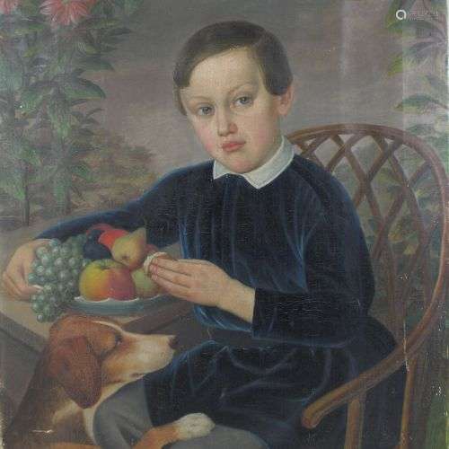 Unbekannter Künstler, Portrait eines Jungen, Öl a. Leinwand