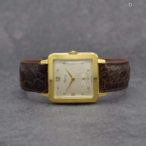 ALPINA 18k yellow gold square gents wristwatch