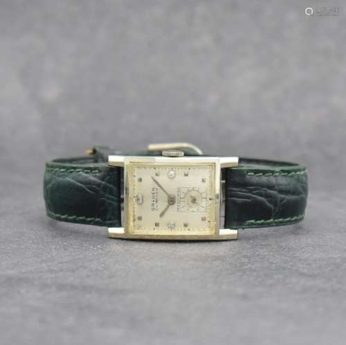 GRUEN Curvex Precision 14k white gold gents wristwatch