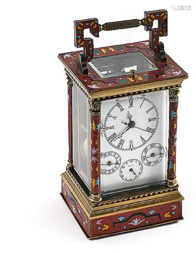 Carriage clock with calendar, half hour strike