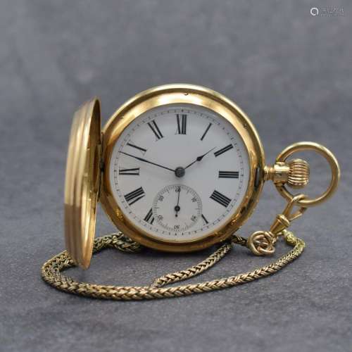 MONARD GENEVE 14k gold hunting cased pocket watch