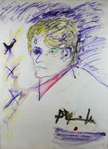 Unbekannter Künstler, Porträt, 1993, Aquarell