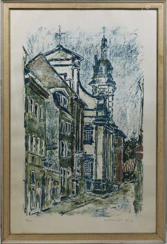 Helmuth Weis, Straßengasse, Litho.