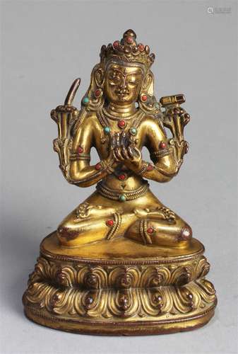 Chinese Gilt Bronze Bodhisattva Buddha Statue