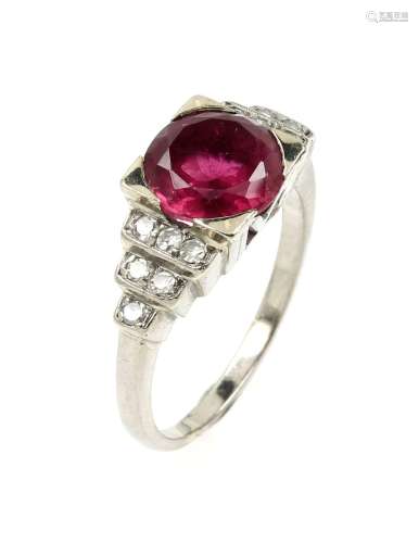 14 kt gold ring with tourmaline and diamonds