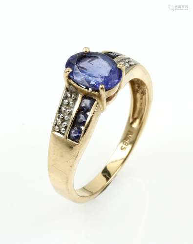 14 kt gold HARRY EVANS ring with tanzanite and diamonds
