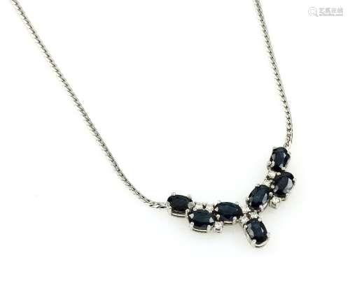 14 kt gold necklace with sapphires and diamonds