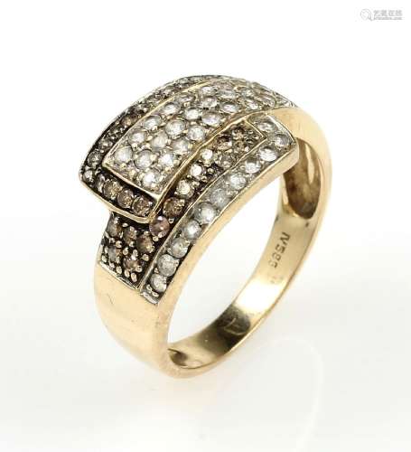14 kt gold HARRY IVANS ring with sapphires and diamonds