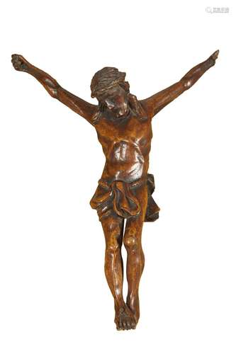 336-Christ en bois sculpté; XVIIème (accident) 24 x 18.5 cm