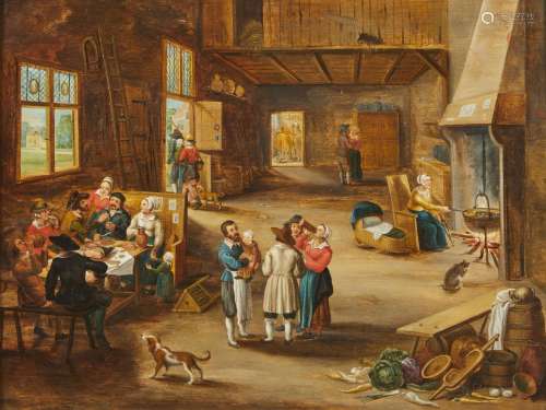 360-Isaac van OOSTEN (Anvers 1613 - 1661) La visite à la nou...