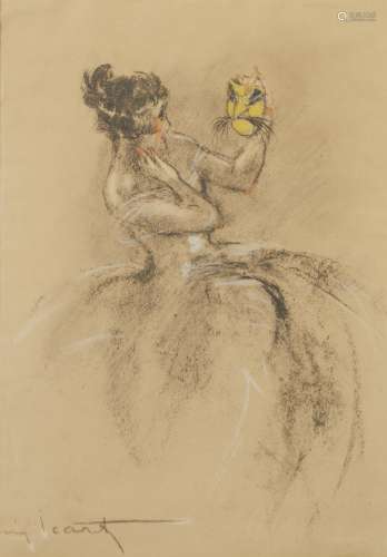 299-Louis Icart (1888-1950) Femme au masque Lithographie; cr...