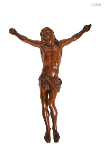 343-Christ en buis tourné et sculpté. Quelques manques et re...