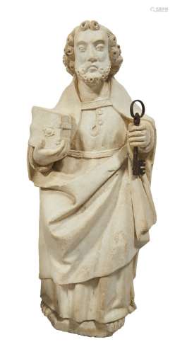 301-Saint Pierre Sujet en pierre sculpté Bourgogne fin XVème...