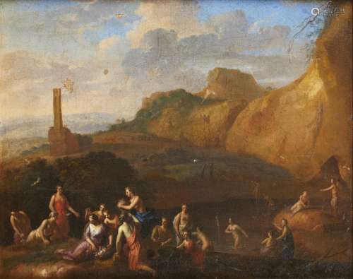 401- Gerard HOET (1648 - 1733) Le bain des nymphes Toile Hau...