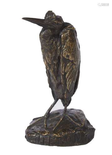 280-Emmanuel Fremiet (1824-1910) Héron Sculpture en bronze à...